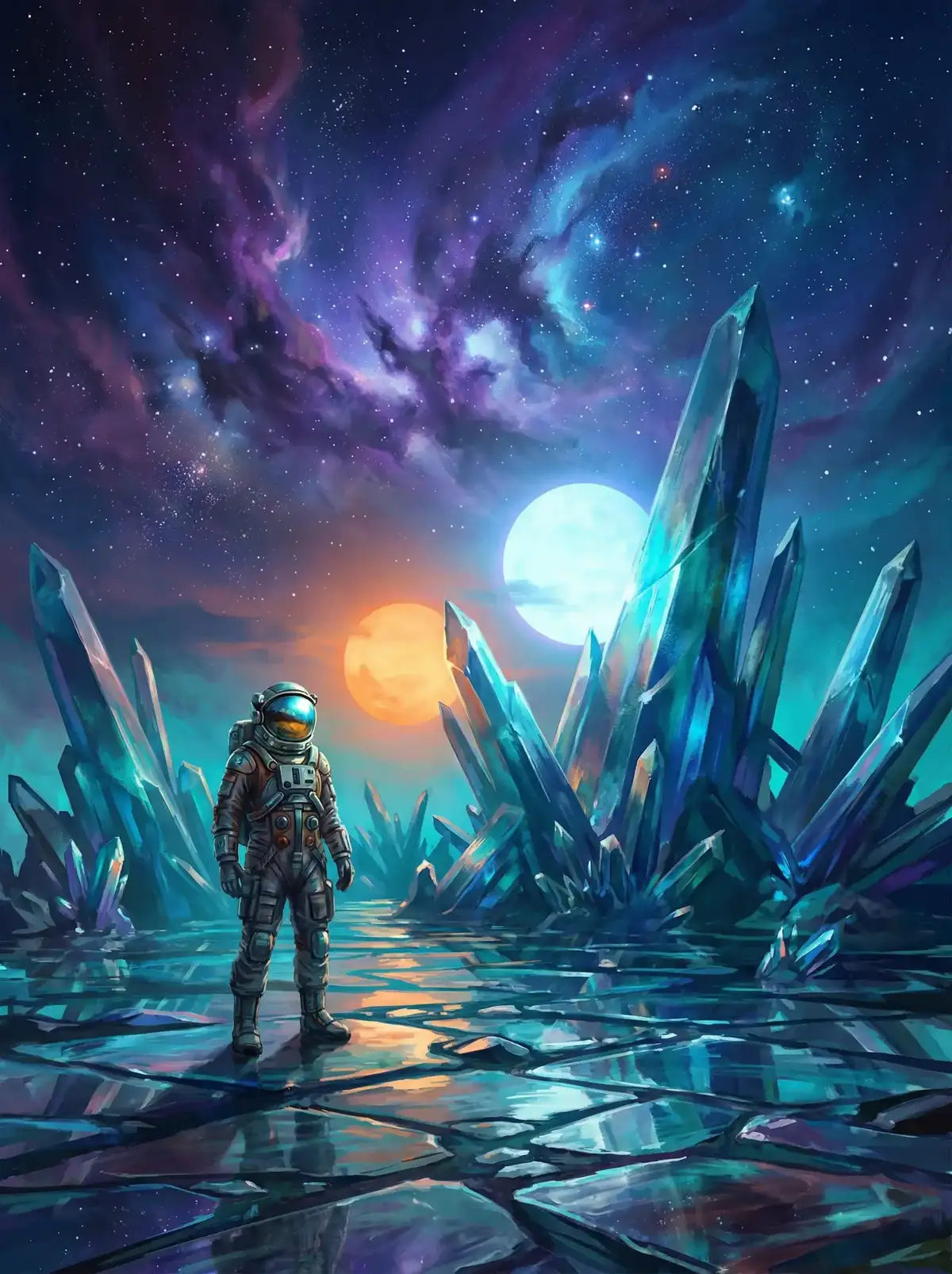 福利姬 - 异星探索者在结晶星球表面行走